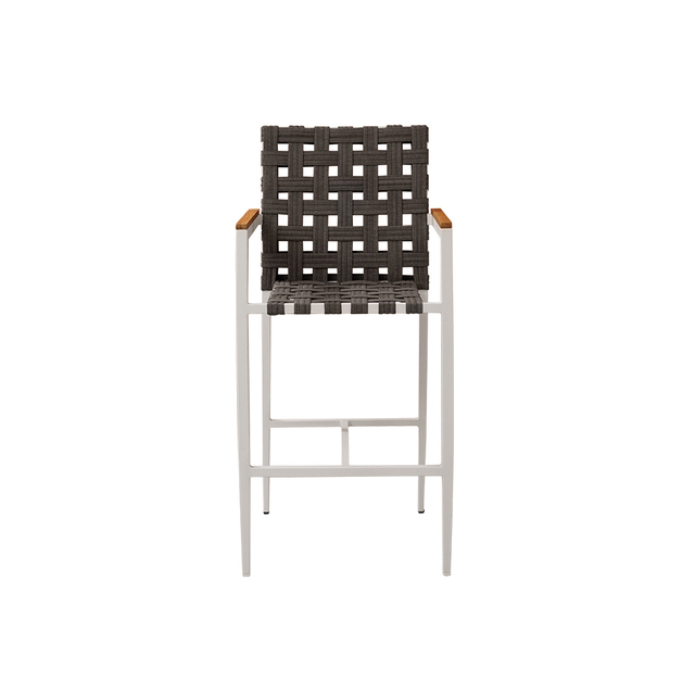 Tabourets de bar de comptoir de chaise extérieure en métal tissé avec dossier