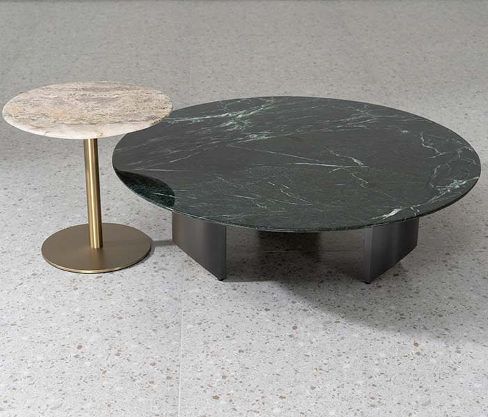 Table d'appoint ronde moderne avec plateau en marbre pour le salon