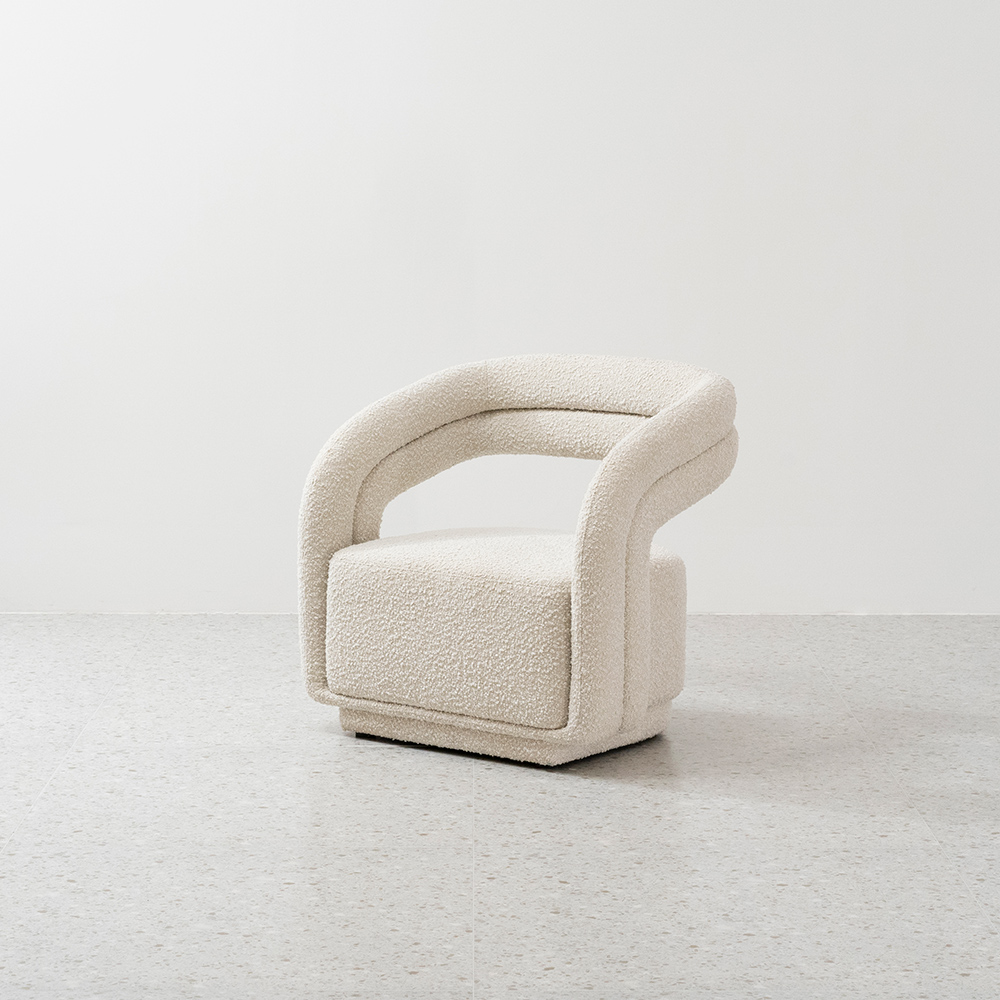 Chaise longue d'intérieur blanche minimaliste, meuble de salon de chambre à coucher