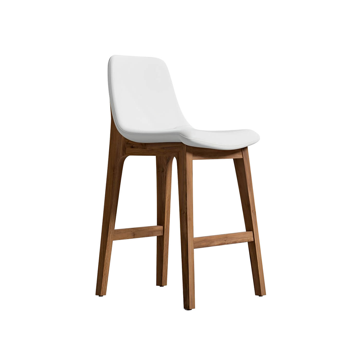 Tabouret de bar blanc moderne avec structure en bois de frêne et siège rembourré