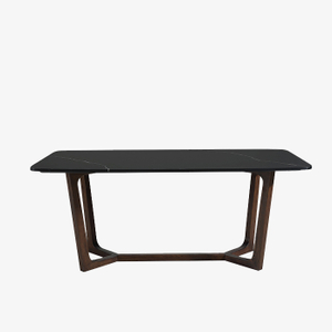 Modern Black Rectangle Marble Top Dining Table 