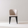 Modern Leather Upholstered Solid Back Dining Chair with Wood Legs