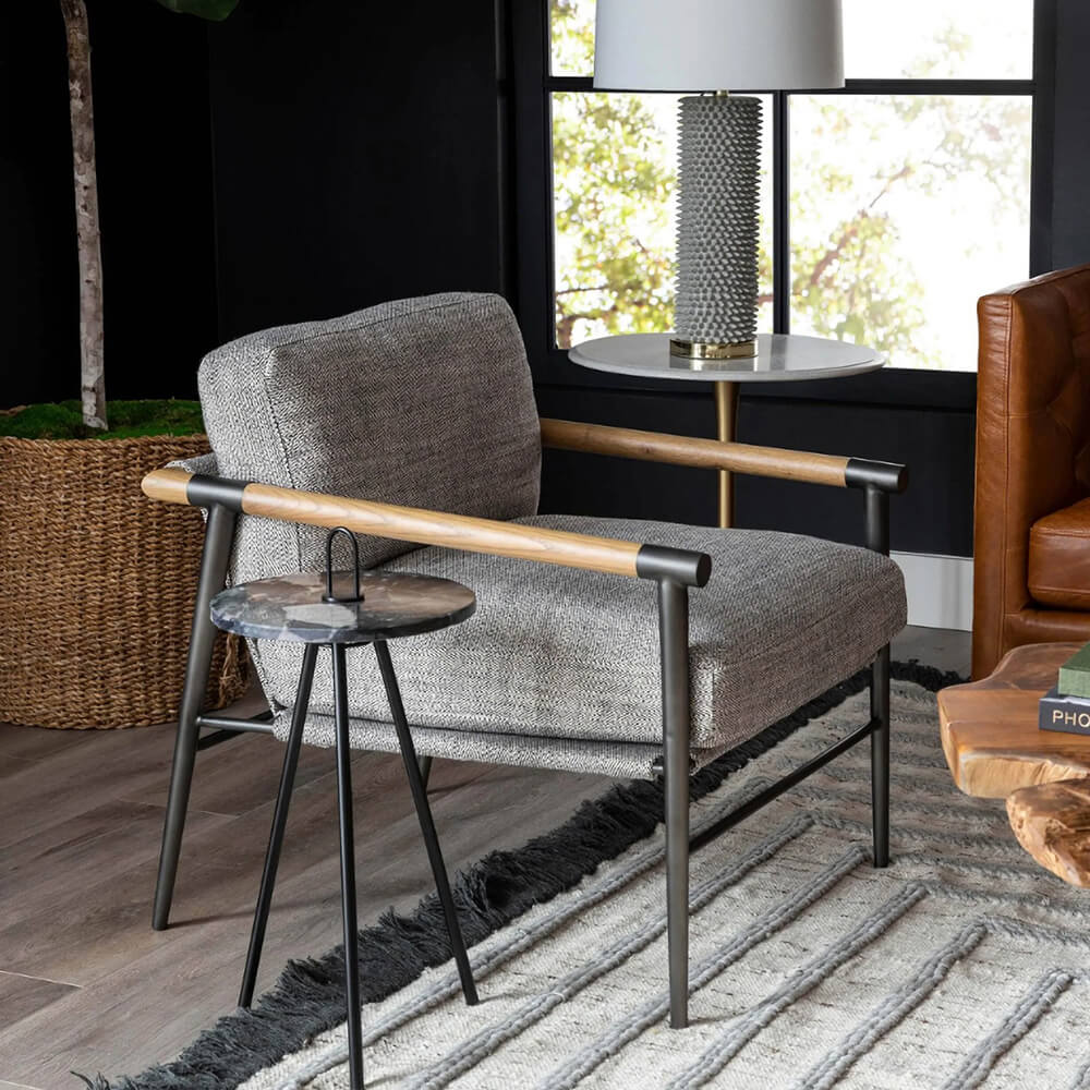 Salon de chaise longue en bois d'intérieur minimaliste