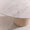 Modern Marble Top Round Dining Table with Wood Pedestal Base for Kitchen Dining Room