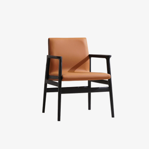 Fauteuil de salle à manger moderne rembourré en cuir marron clair