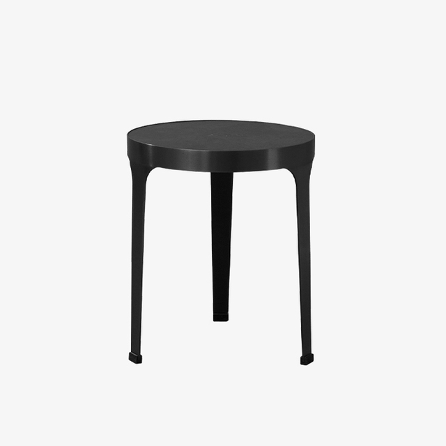 Table d'appoint minimaliste en acier inoxydable, pour salon, extérieur, noir