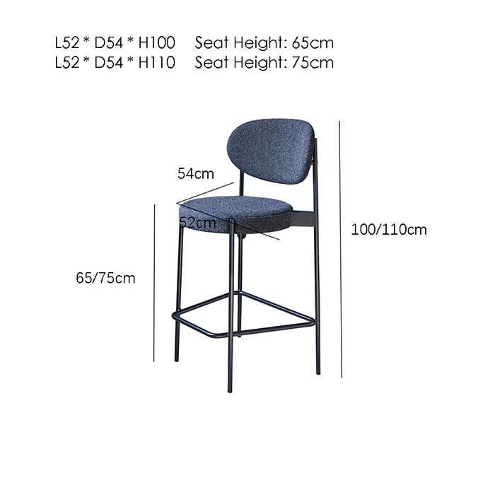 Tabouret de bar haut moderne et tabouret de comptoir avec dossier sans accoudoirs 