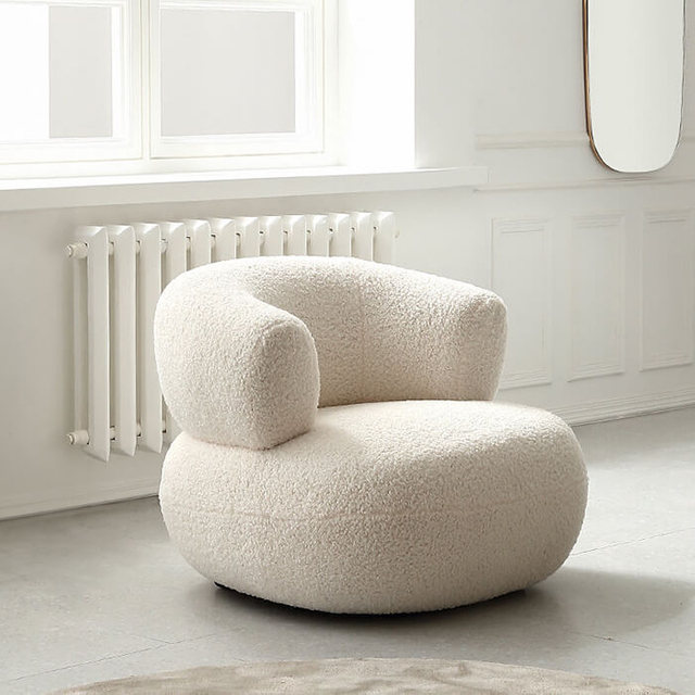 Fauteuil de salon moderne Teddy Boucle, canapé simple paresseux