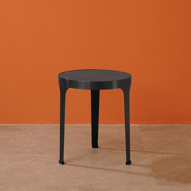 Table d'appoint minimaliste en acier inoxydable, pour salon, extérieur, noir