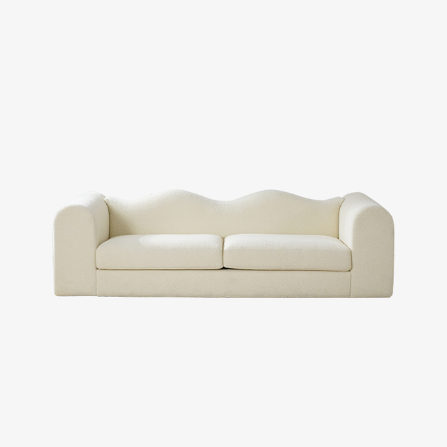 Canapé minimaliste en polaire Teddy à deux places incurvé par vague de luxe pour le salon