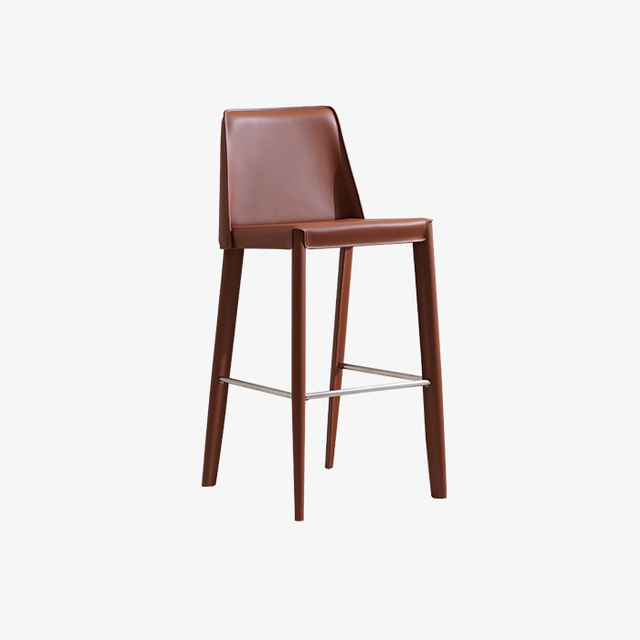 Tabouret de bar et de comptoir haut en cuir moderne et minimaliste avec dossier