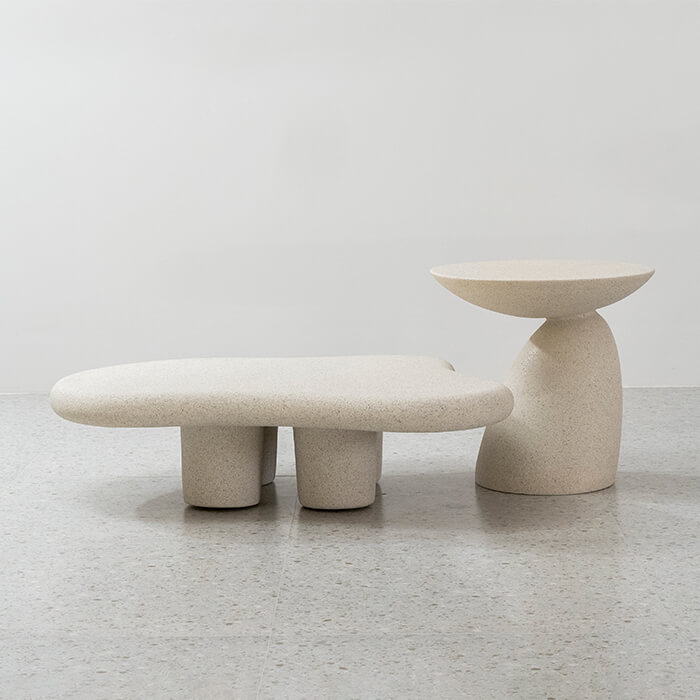 Table basse minimaliste en béton avec plateau en fibre de verre Curverd