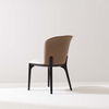 Modern Leather Upholstered Solid Back Dining Chair with Wood Legs