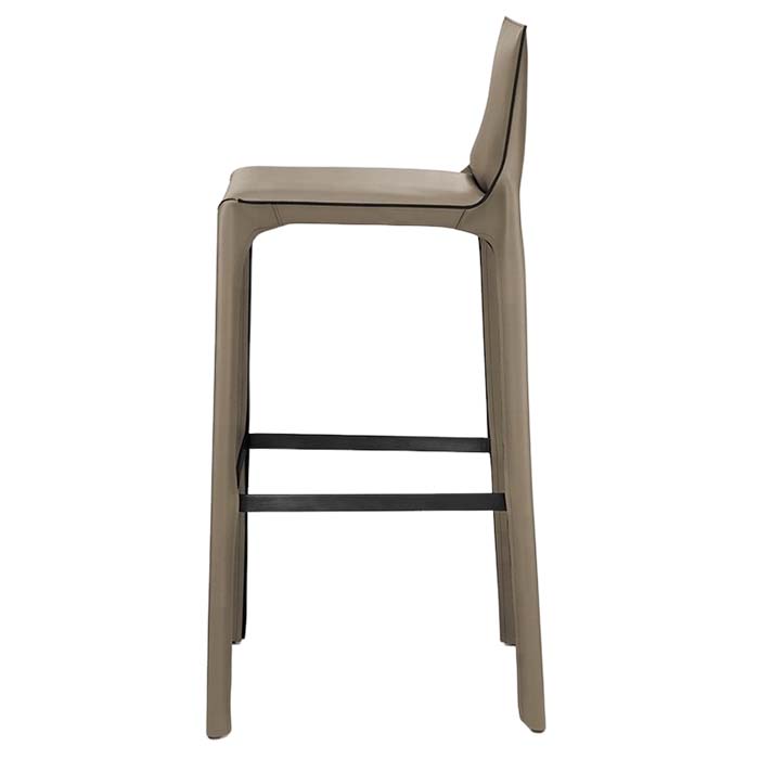 Modern Leather Upholstered High Barstool & Counter Stool with Metal Legs