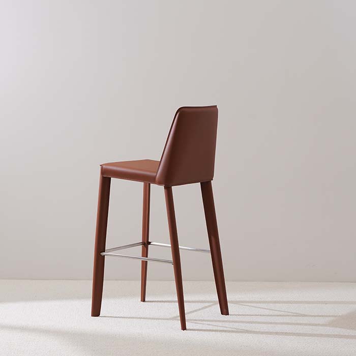 Tabouret de bar et de comptoir haut en cuir moderne et minimaliste avec dossier