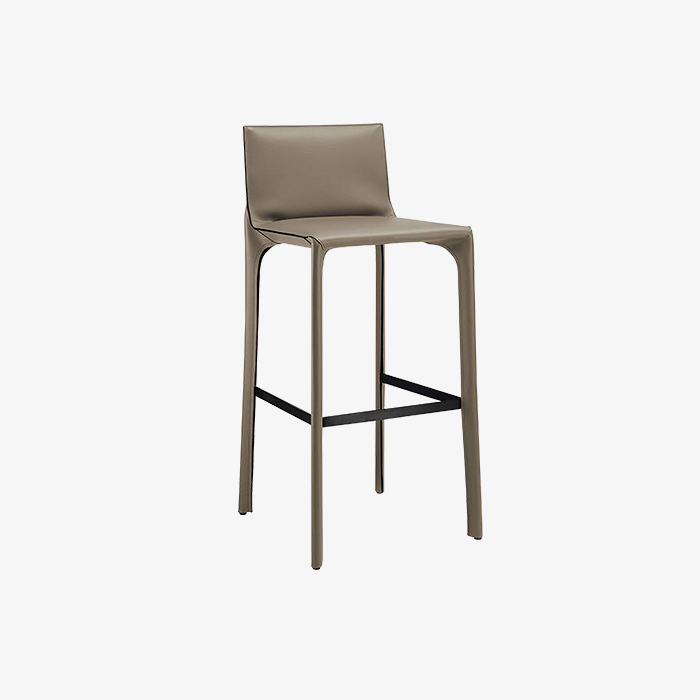 Tabouret de bar et comptoir haut rembourré en cuir moderne avec pieds en métal