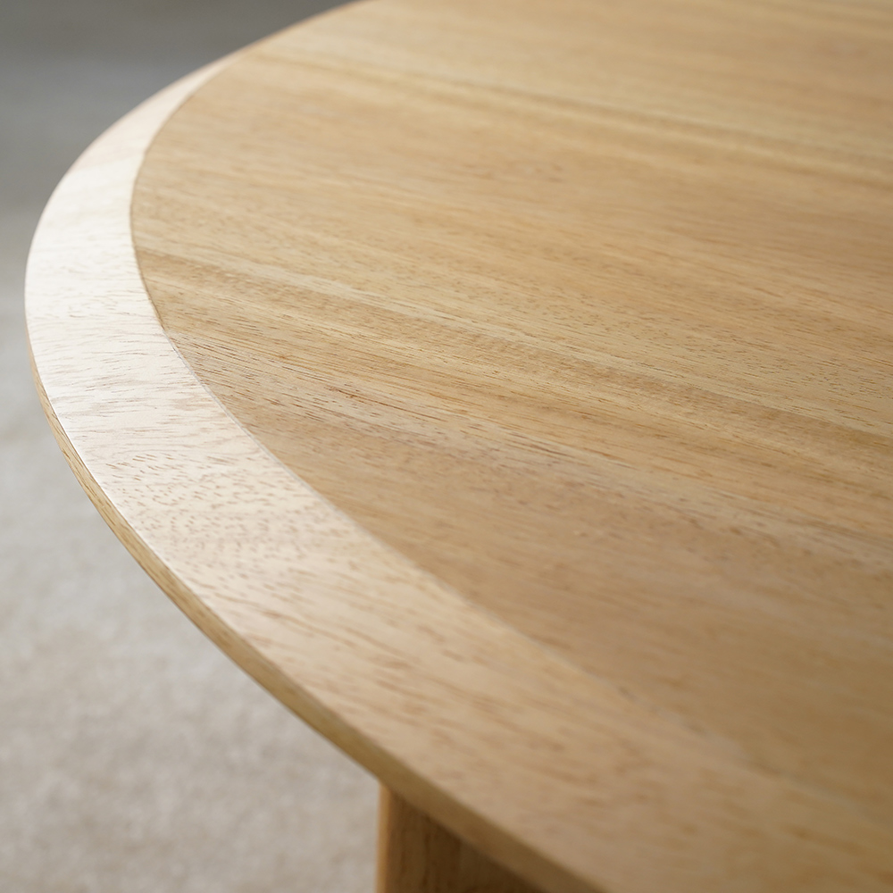 Table basse ronde en bois massif Farm House, 4 pieds en chêne noyer