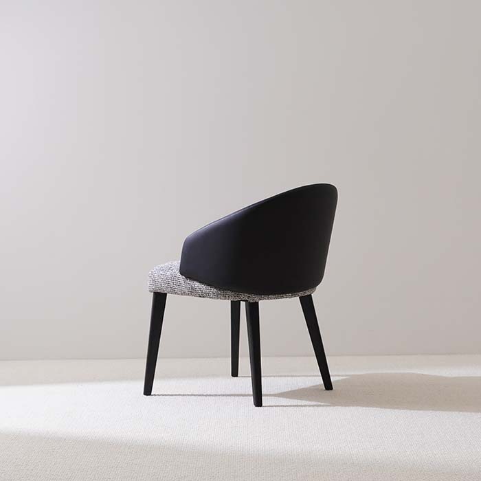 Fauteuil de salle à manger à dossier incurvé en cuir, style nordique moderne, rembourré simple, pour salon