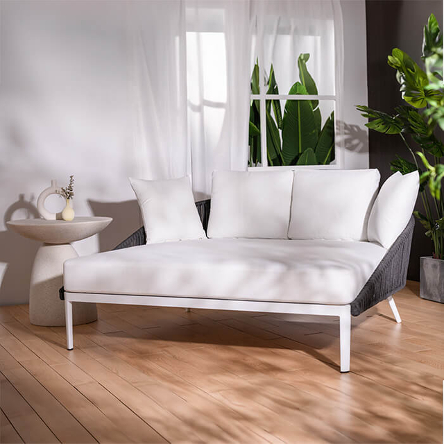 Lit de repos d'extérieur en rotin de Style moderne, avec coussins et oreillers, cadre en aluminium, chaises longues de jardin