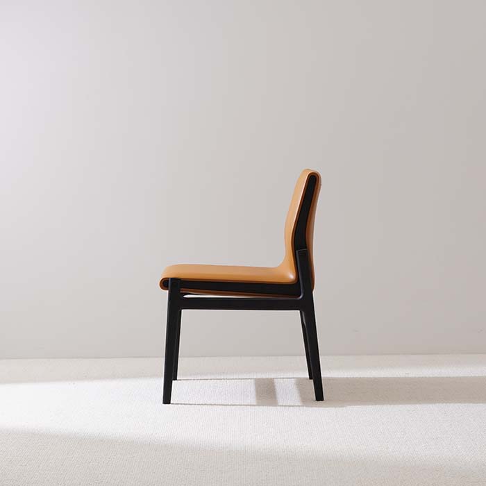 Contemporary Light Brown Leather Upholstered Dining Side Chair