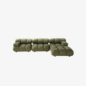 Canapé sectionnel modulaire minimaliste rembourré en velours avec repose-pieds