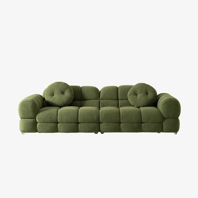 Canapé paresseux vert de Style moderne, tissu Sherpa, trois places, guimauve, avec oreillers, pour le salon
