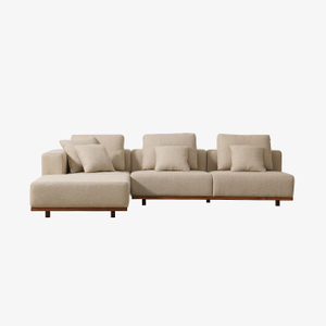 Canapé sectionnel minimaliste en forme de L intérieur/extérieur avec pieds en bois