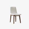 Modern White Leather Upholstered Dining Chairs with Wood Frame