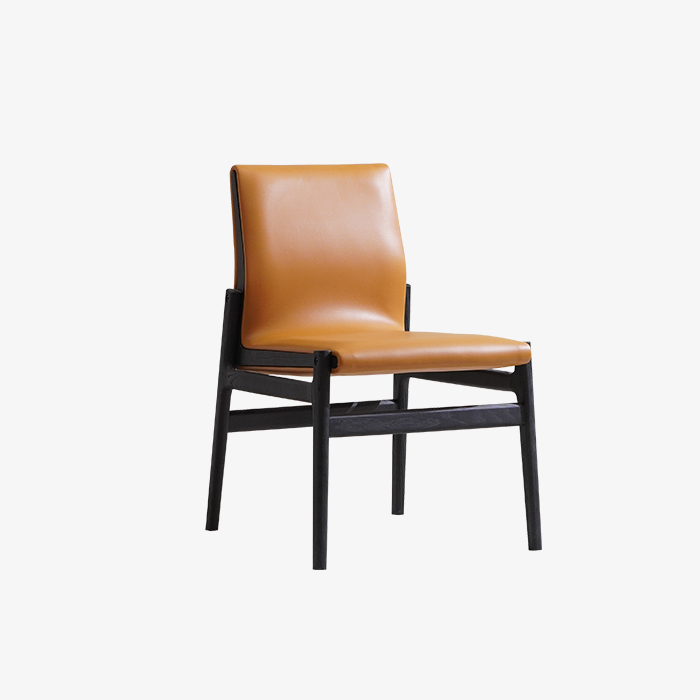 Contemporary Light Brown Leather Upholstered Dining Side Chair