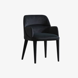 Fauteuil de salle à manger à dossier rembourré en velours noir minimaliste moderne