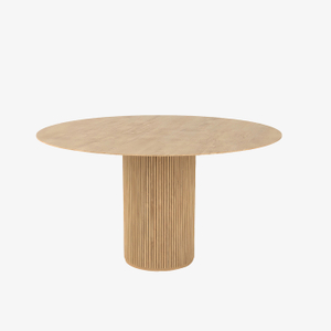 Table à manger ronde en bois moderne avec base en piédestal naturel