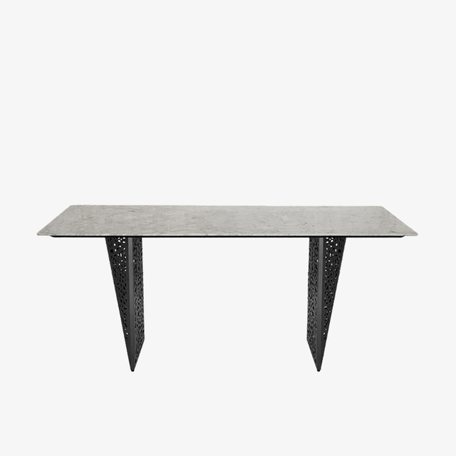 Table à manger moderne avec dessus en marbre et pieds en acier inoxydable, meubles de salle à manger