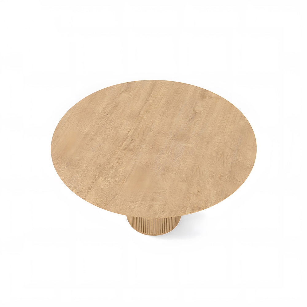 Table à manger ronde en bois moderne avec base en piédestal naturel