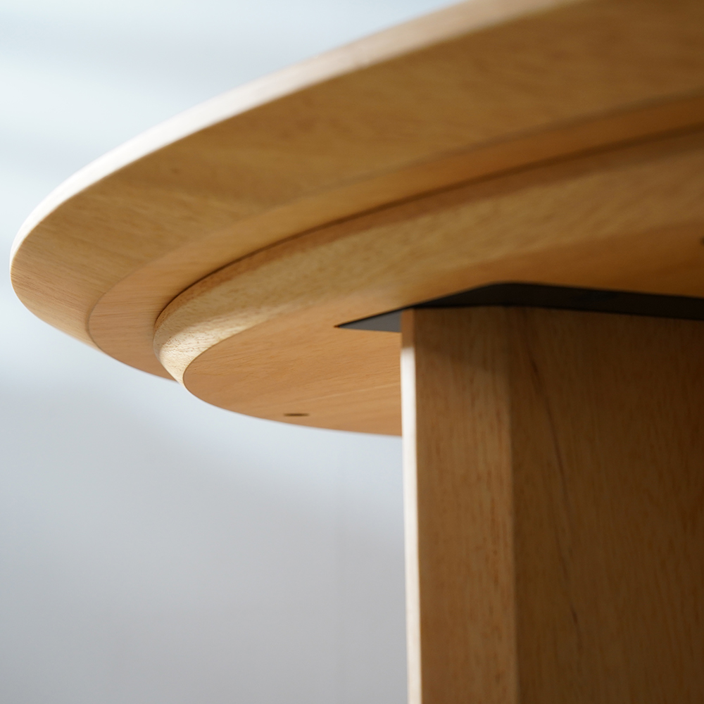 Petite table de salle à manger ronde minimaliste en bois massif 4 pieds