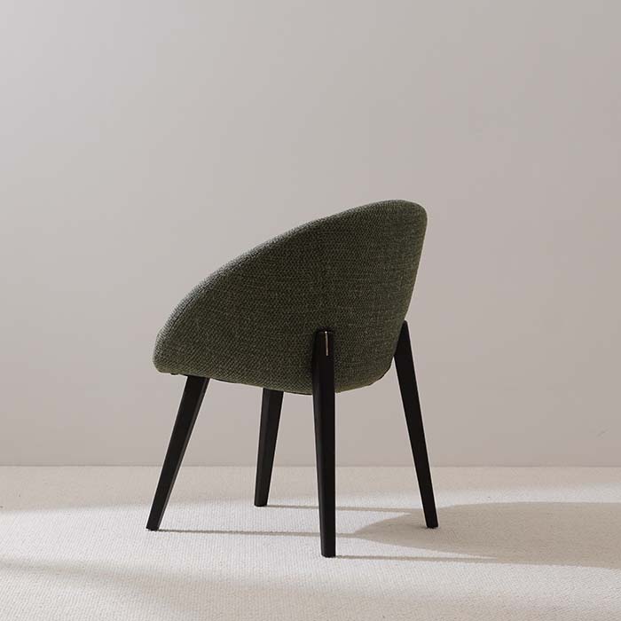 Chaise de salle à manger rembourrée en lin vert moderne avec accoudoir