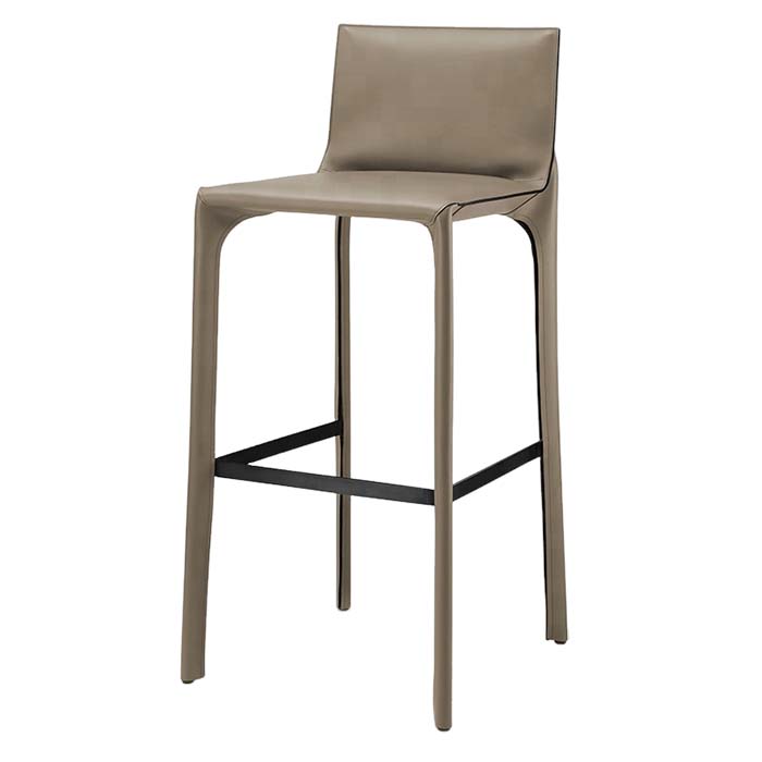 Tabouret de bar et comptoir haut rembourré en cuir moderne avec pieds en métal