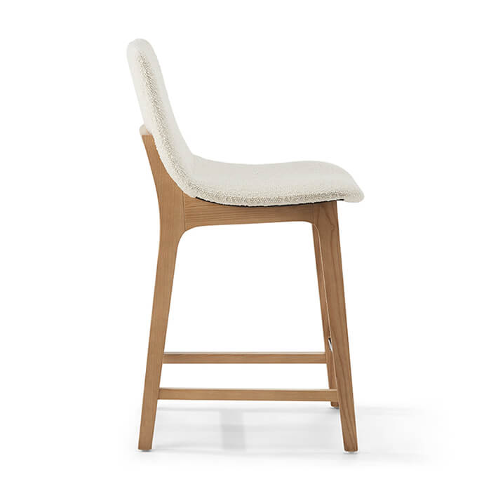 Tabouret de bar et de comptoir blanc moderne avec base en bois pour cuisine et salle à manger