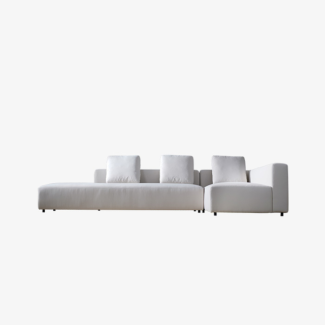 Canapé sectionnel extérieur minimaliste blanc en forme de L imperméable