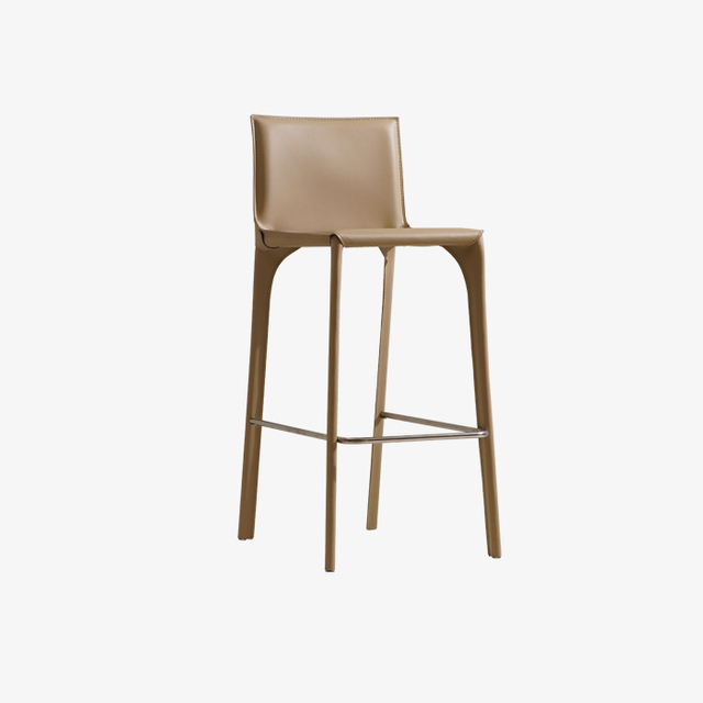 Tabouret de bar et comptoir rembourré en cuir de selle carrée moderne avec pieds en métal