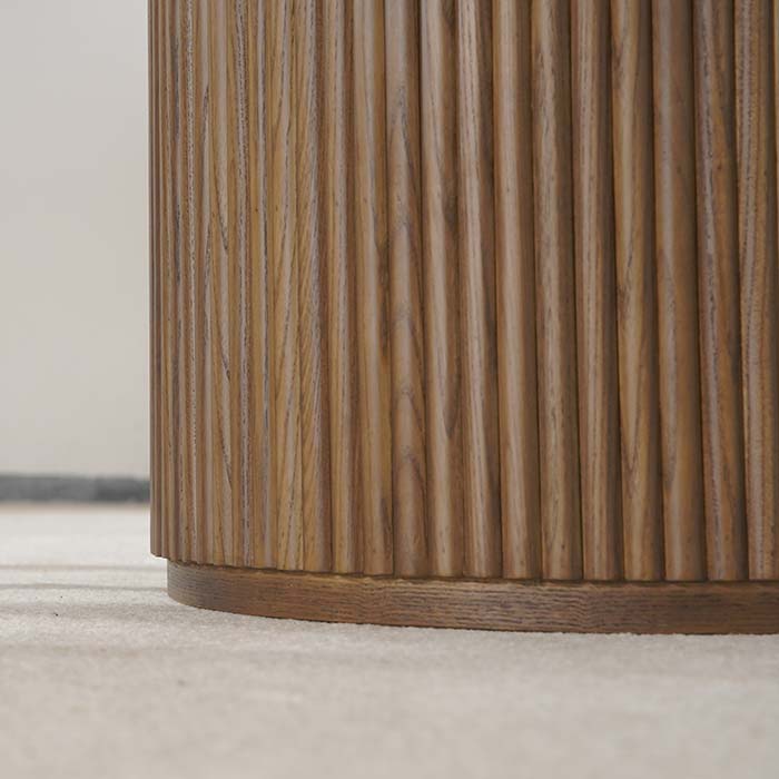 Table à manger ronde moderne en bois de noyer marron pour salle à manger et cuisine