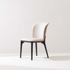 Modern Leather Upholstered Solid Back Dining Chair with Wood Legs