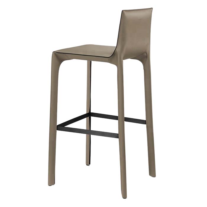 Modern Leather Upholstered High Barstool & Counter Stool with Metal Legs