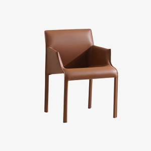 Fauteuil de salle à manger rembourré en cuir marron moderne italien