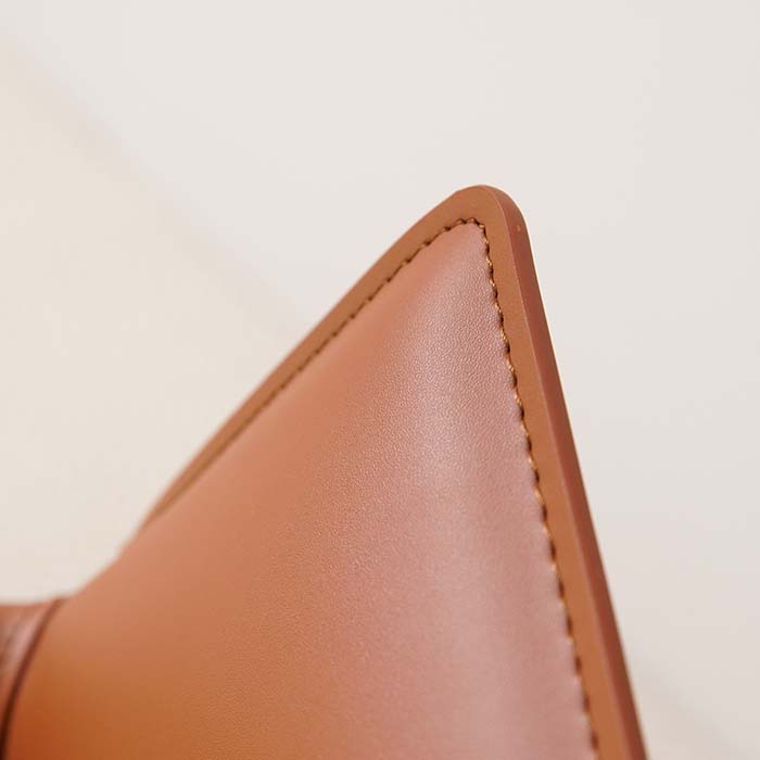 Italian Modern Brown Saddle Leather Upholstered Dining Armchair