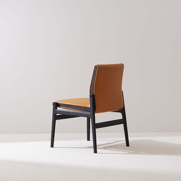 Contemporary Light Brown Leather Upholstered Dining Side Chair