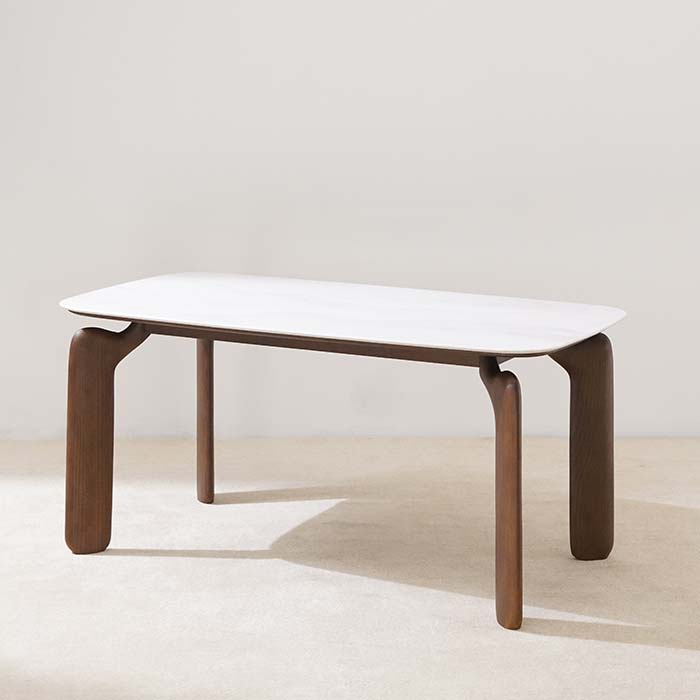 Table à manger rectangulaire moderne avec plateau en marbre pour salle à manger