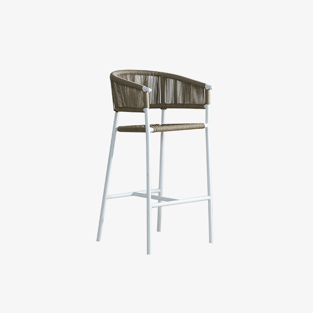 Tabourets de bar en métal tissé blanc, chaise d'extérieur, meubles de cuisine