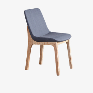 Chaise de salle à manger moderne en velours bleu avec pieds en bois