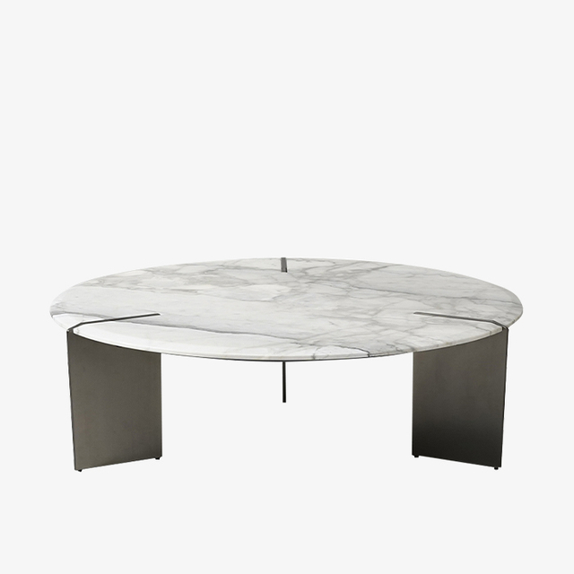 Table basse ronde en marbre blanc, ensembles de meubles d'intérieur et d'extérieur modernes