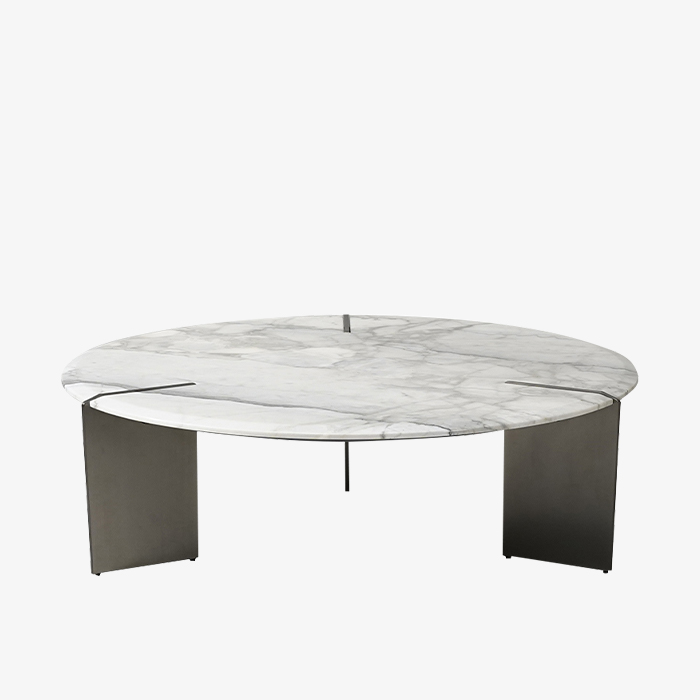 Table basse ronde en marbre blanc, ensembles de meubles d\'intérieur et d\'extérieur modernes